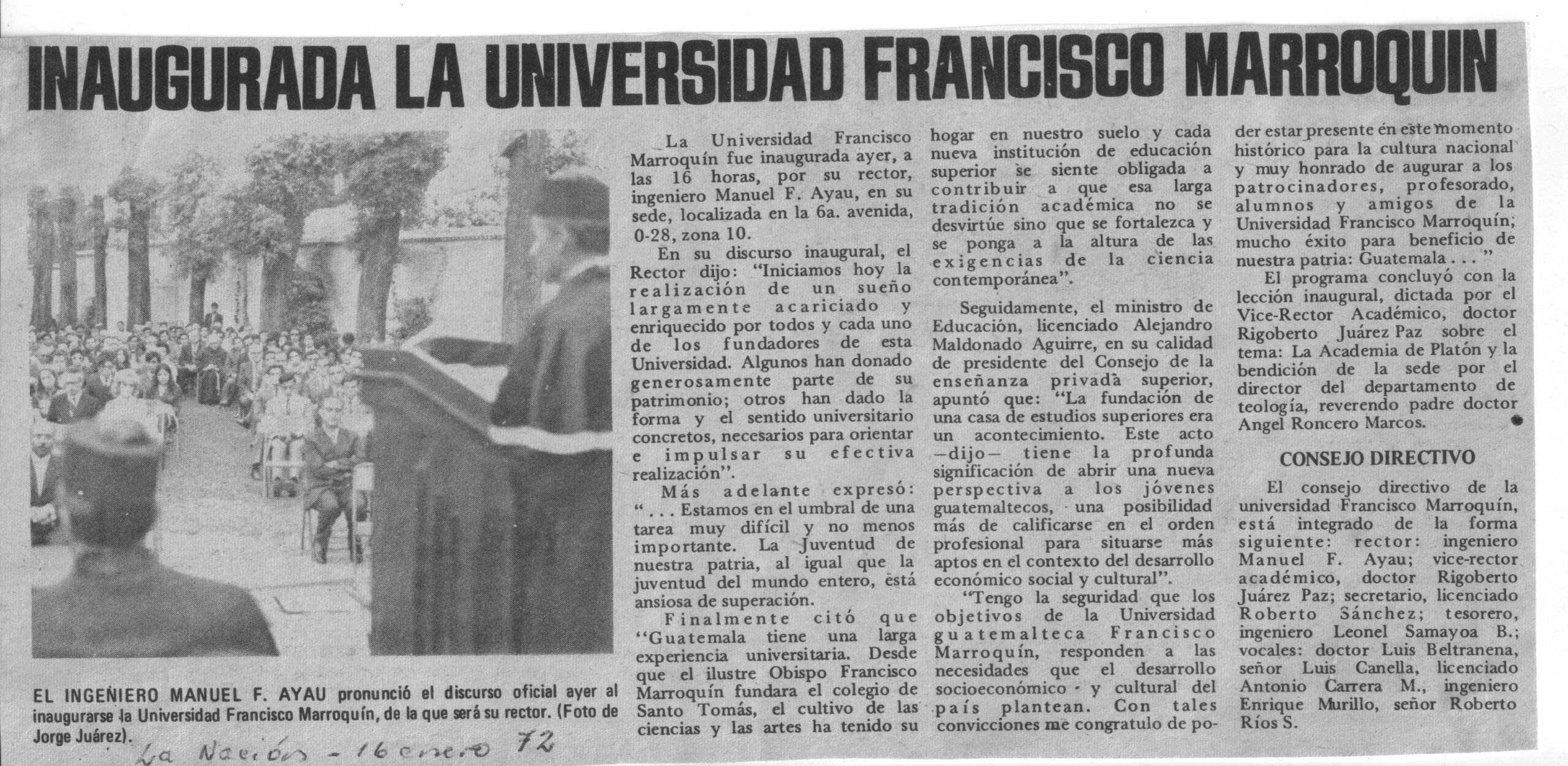 LECCION INAUGURAL UFM_La Nación_1972